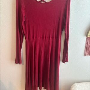 True Craft Burgundy Long Sleeve Dress